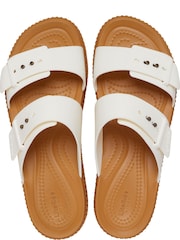 Crocs White Womens Brooklyn Woven Buckle Sandals - Image 5 of 7