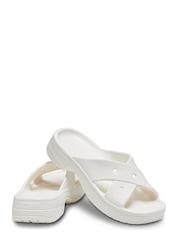 Crocs White Womens Cross Strap Sandals - Image 4 of 7