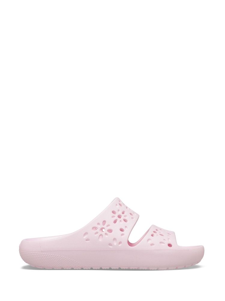 Crocs Pink Classic Floral Cut Out Sandals - Image 1 of 7