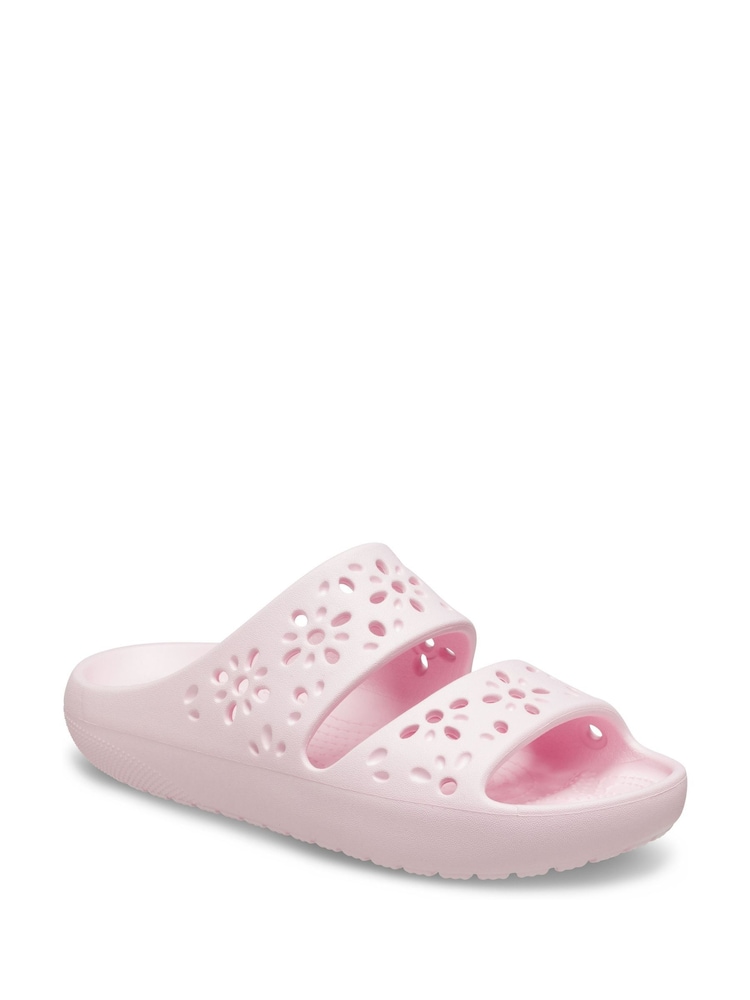 Crocs Pink Classic Floral Cut Out Sandals - Image 7 of 7