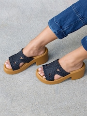 Crocs Black/Tan Brooklyn Woven Sepia Wedge Sandals - Image 5 of 7