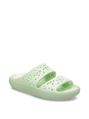 Crocs Green Classic Floral Cut Out Sandals - Image 3 of 7