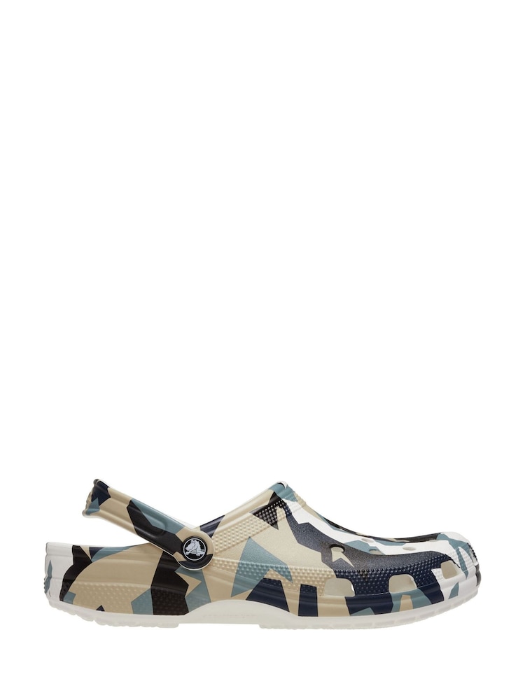Crocs Green Classic Geo Camouflage Clogs - Image 1 of 8