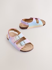 Multi Glitter Wide Fit (G) Corkbed Double Two Strap Sandals - Image 1 of 6