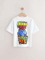 White Graffiti Back Print Relaxed Fit Short Sleeve Graphic Print T-Shirt (3-16yrs) - Image 2 of 4