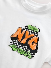 White Graffiti Back Print Relaxed Fit Short Sleeve Graphic Print T-Shirt (3-16yrs) - Image 3 of 4