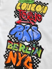 White Graffiti Back Print Relaxed Fit Short Sleeve Graphic Print T-Shirt (3-16yrs) - Image 4 of 4