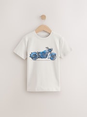 Gris motif moto - T-shirt graphique à manches courtes coupe régulière 100% coton (3-16ans) - Image 1 de 4