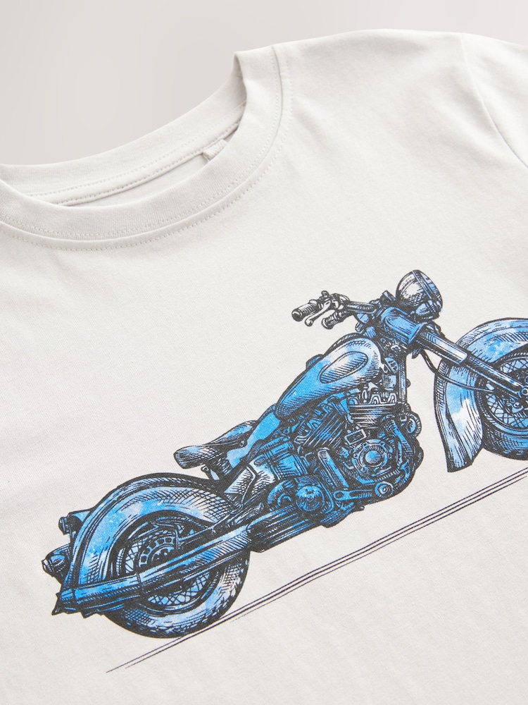 Gris motif moto - T-shirt graphique à manches courtes coupe régulière 100% coton (3-16ans) - Image 3 of 4