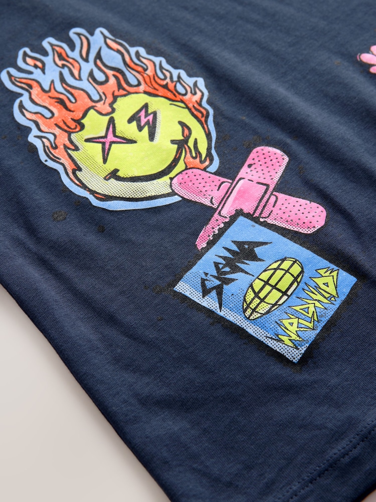 Navy Graffiti Regular Fit Short Sleeve Graphic 100% Cotton T-Shirt (3-16yrs) - Image 4 of 4