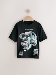 Black Skull Headphones Relaxed Fit Short Sleeve Graphic Print T-Shirt (3-16yrs) - Image 1 of 4