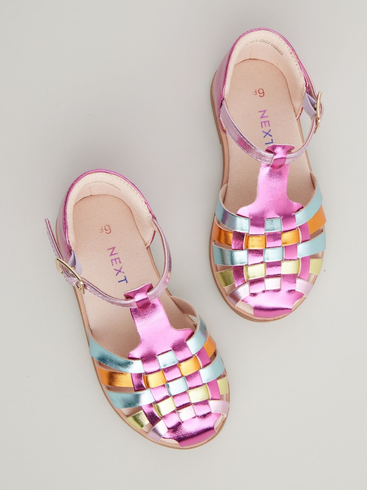 Rainbow Metallic Wide Fit (G) Fisherman Occasion Sandals - Image 2 of 6