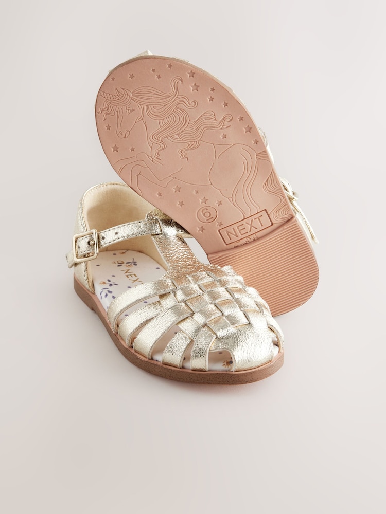 Gold Wide Fit (G) Fisherman Occasion Sandals - Image 4 of 6