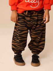 Black/Brown Tiger Print 100% Cotton Patterned Jersey Joggers (3mths-7yrs) - Image 1 of 8