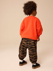 Black/Brown Tiger Print 100% Cotton Patterned Jersey Joggers (3mths-7yrs) - Image 3 of 8