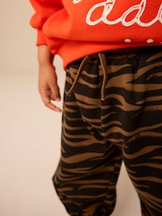 Black/Brown Tiger Print 100% Cotton Patterned Jersey Joggers (3mths-7yrs) - Image 4 of 8