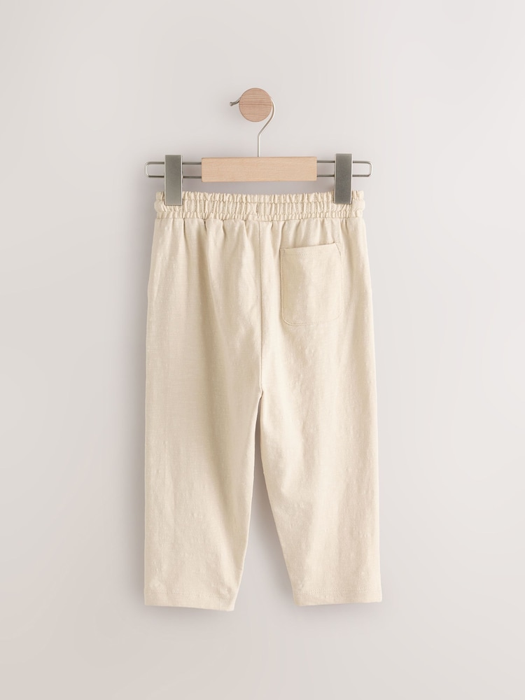 Ecru Off White Textured Jersey 100% Cotton Joggers (3mths-7yrs) - Image 2 of 5