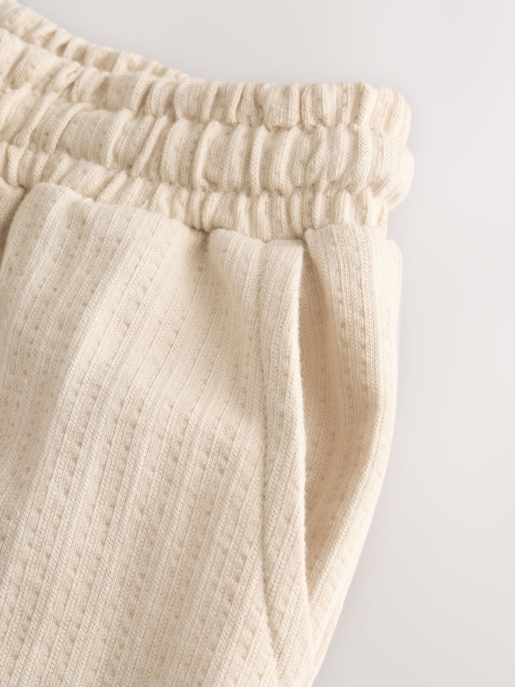 Ecru Off White Textured Jersey 100% Cotton Joggers (3mths-7yrs) - Image 3 of 5