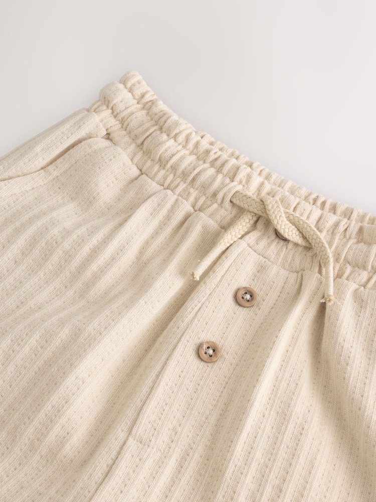 Ecru Off White Textured Jersey 100% Cotton Joggers (3mths-7yrs) - Image 4 of 5