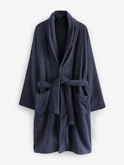 Navy Blue 100% Cotton Premium Towelling Dressing Gown - Image 7 of 7