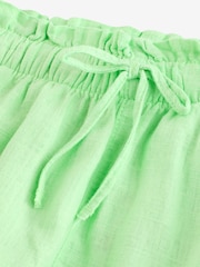 Lime Green Girls Linen Shorts - Image 2 of 3