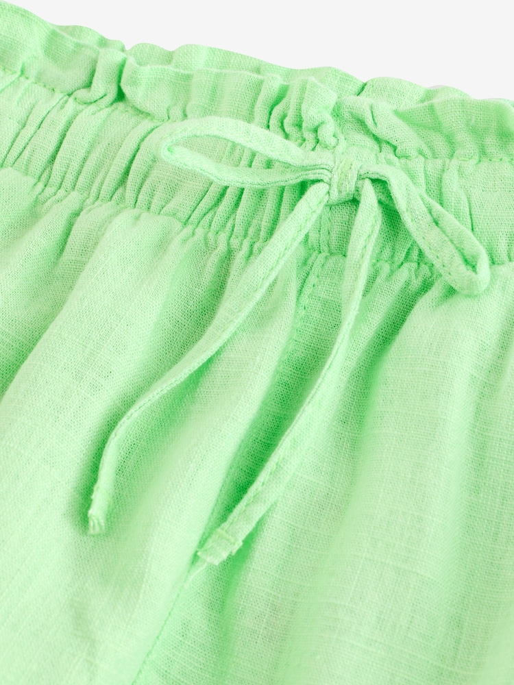 Lime Green Girls Linen Shorts - Image 2 of 3