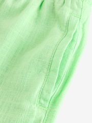 Lime Green Girls Linen Shorts - Image 3 of 3