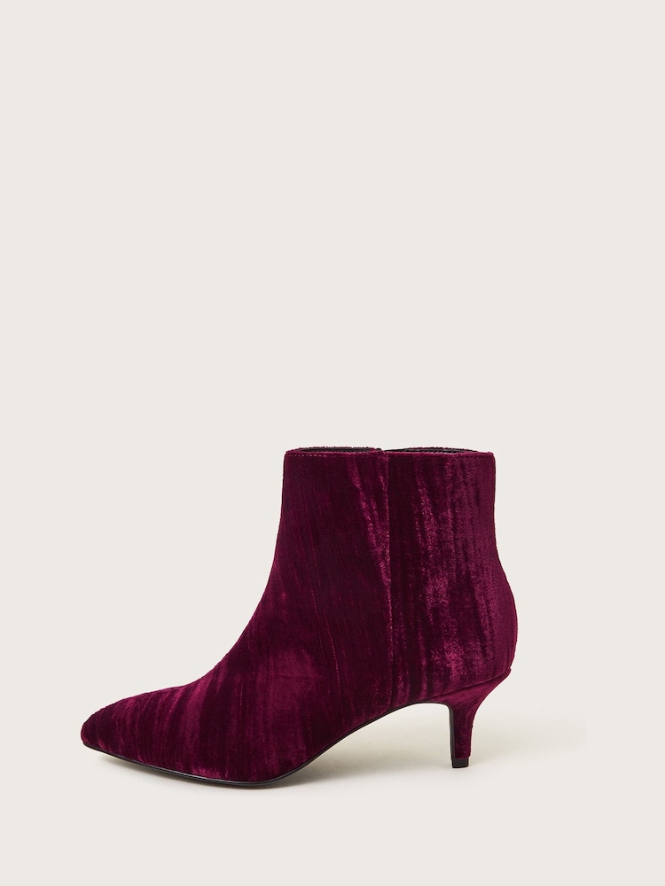 Monsoon Burgundy Red Mila Kitten Heel Boots - Image 2 of 3