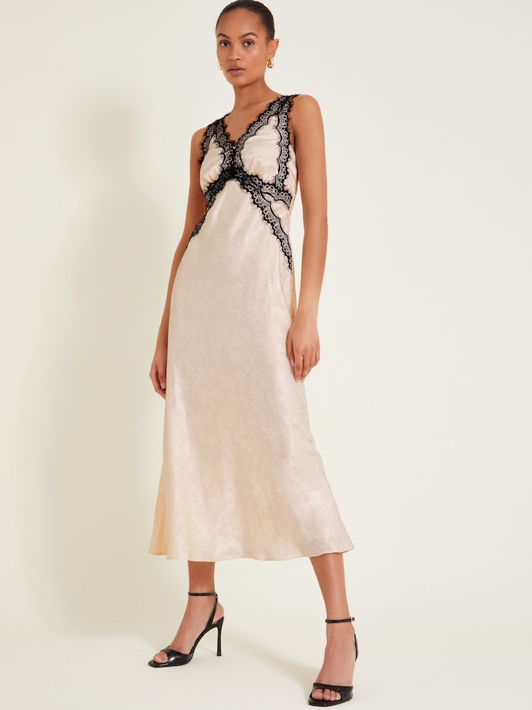 Monsoon Cream Sandra Slip Dress - Image 1 of 7 Monsoon Cream Sandra Slip Dress - Image 1 of 7