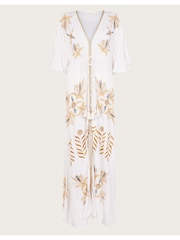 Monsoon White Jasmine Embroidered Kaftan Maxi Dress - Image 5 of 5
