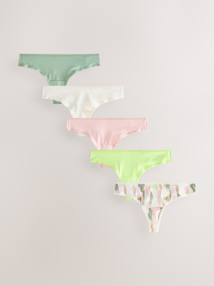 Camo Print Thong Microfibre Knickers 5 Pack - Image 1 of 11