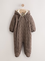Brown Hooded Nylon Baby All-In-One (0-18mths) - Image 1 of 6