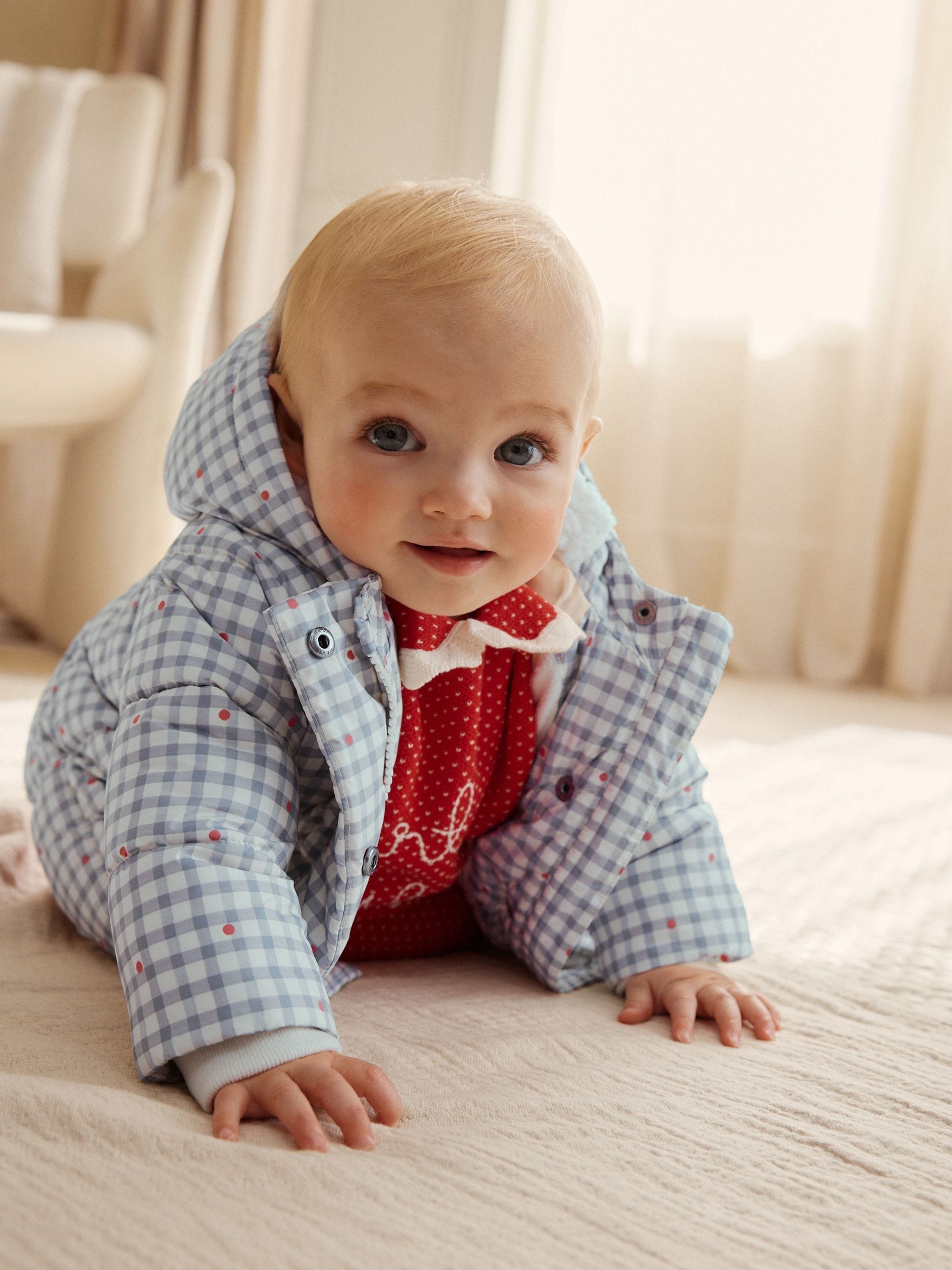 Buy Grey Gingham Hooded Baby Padded Jacket (0mths-2yrs) from Next USA
