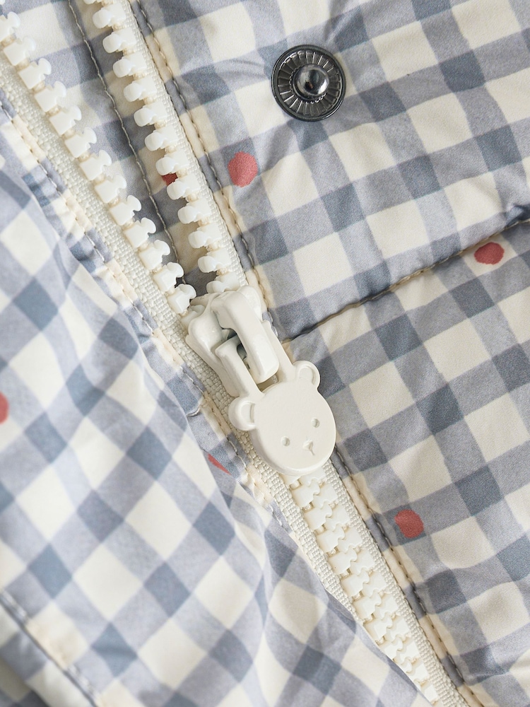 Grey Gingham Hooded Baby Padded Jacket (0mths-2yrs) - Image 8 of 8 Grey Gingham Hooded Baby Padded Jacket (0mths-2yrs) - Image 8 of 8