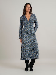 Nobodys Child Black Ditsy Floral Lydia Midi Dress - Image 1 of 4