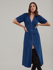 Nobodys Child Blue Denim Shannon Midi Dress - Image 1 of 4