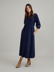 Nobodys Child Blue Denim Garland Embroidered Midi Dress - Image 1 of 4