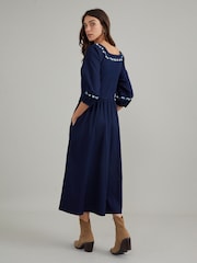 Nobodys Child Blue Denim Garland Embroidered Midi Dress - Image 2 of 4