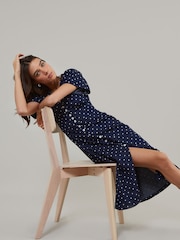 Nobodys Child Blue Rosie Polka Dot Midi Dress - Image 3 of 4