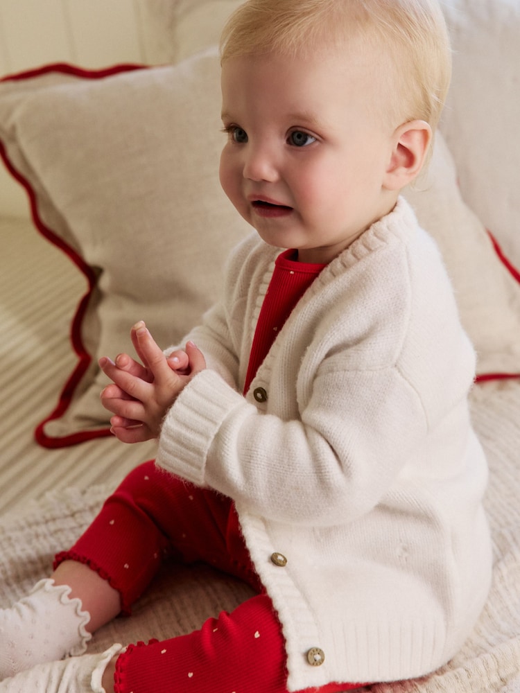 Cream Embroidered Bow Baby Cardigan (0mths-2yrs) - Image 1 of 4