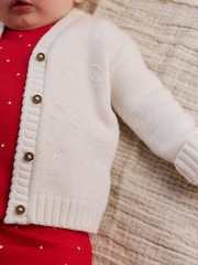 Cream Embroidered Bow Baby Cardigan (0mths-2yrs) - Image 4 of 4