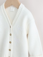 Cream - Embroidered Bow Baby Cardigan (0mths-2yrs) - Slika 7 iz 10