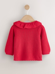 Red Knitted Frill Collar Baby Cardigan (0mths-2yrs) (0mths-2yrs) - Image 5 of 9