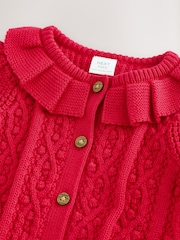 Red Knitted Frill Collar Baby Cardigan (0mths-2yrs) (0mths-2yrs) - Image 6 of 9