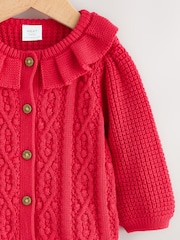 Red Knitted Frill Collar Baby Cardigan (0mths-2yrs) (0mths-2yrs) - Image 7 of 9