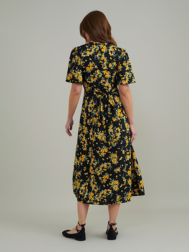 Nobodys Child Black Kimberly Ditsy Floral Midi Dress - Image 2 of 5