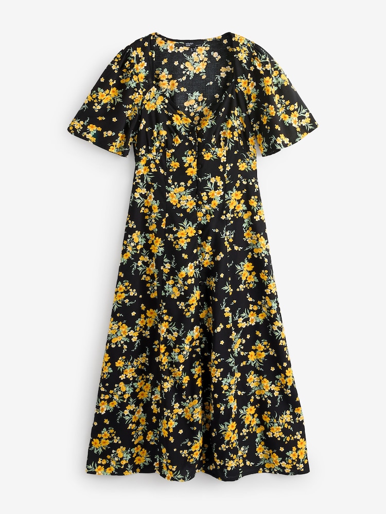 Nobodys Child Black Kimberly Ditsy Floral Midi Dress - Image 5 of 5