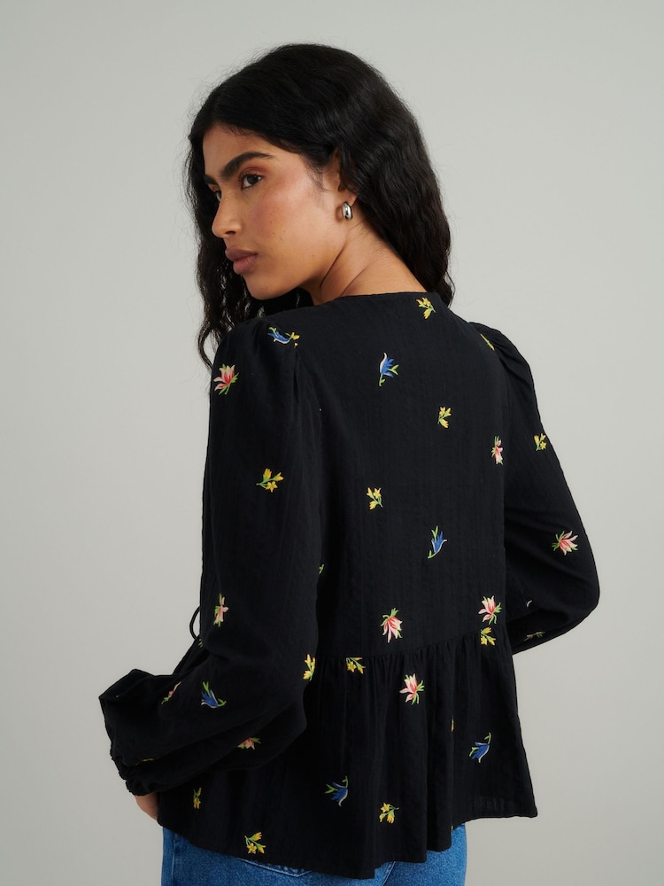 Nobodys Child Black Bernice Tie Front Blouse - Image 2 of 5 Nobodys Child Black Bernice Tie Front Blouse - Image 2 of 5