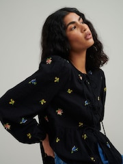 Nobodys Child Black Bernice Tie Front Blouse - Image 3 of 5