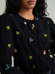 Nobodys Child Black Bernice Tie Front Blouse - Image 4 of 5